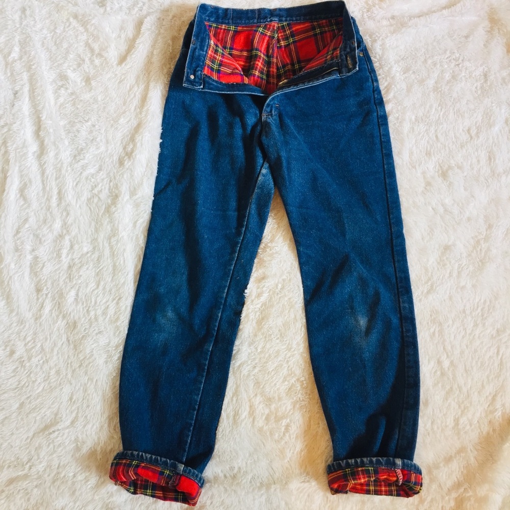 LL BEAN FLANNEL JEANS - SIZE 10 - RELAXED FIT